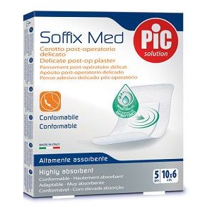 Cerotto pic soffix med in tnt con tampone centrale assorbente sterile monouso 10×6 cm antibatterico 5 pezzi