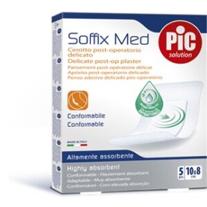 Cerotto pic soffix med in tnt con tampone centrale assorbente sterile monouso 10×8 cm antibatterico 5 pezzi