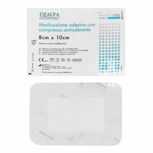 Dealfa Medicazione adesiva acrilica con compressa antiaderente 8 cm x 10 cm (Conf. 50 pezzi)