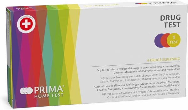 Test rapido multidroghe Prima home (6 sostanze) - Anfetamina, Metanfetamina, Cocaina, Morfine, Metadone e Marijuana-THC